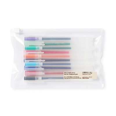 Gel Ink Cap Pen — 10 Color Set (0.38mm) — MUJI